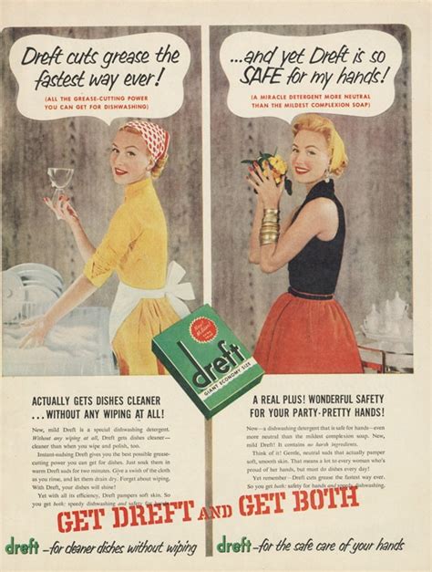 1954 Dreft Dishwashing Soap Ad 1950s Housewife Photo Vintage