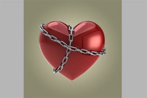 Red Heart Shape In Chains ~ Objects On Creative Market