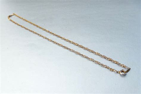 Vintage Twisted 18 Necklace 18k Gp 2mm Oval Flat Chain Link Etsy