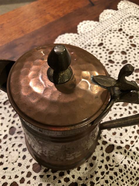 Antique Turkish Copper Coffee Pot Handcrafted Etsy