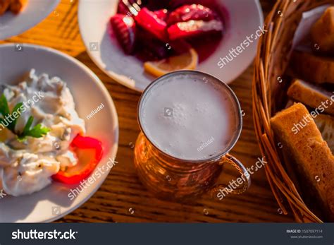 Traditional Turkish Appetizers On Table Evening Stock Photo