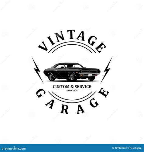 Vintage Garage Custom And Service Logo Vector Stock Vector