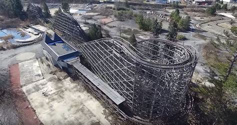 Abandoned Geauga Lake Amusement Park From Above Coaster101
