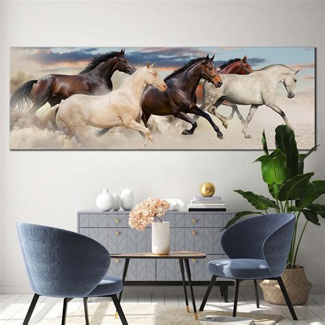 Horses Galloping Canvas Wall Art Five Running Horses Canvas Print