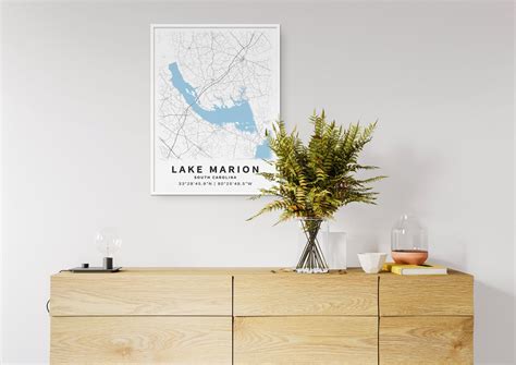 Printable Map Of Lake Marion South Carolina United States Etsy