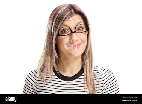 Woman Wearing Glasses Looking Down Hi Res Stock Photography And Images