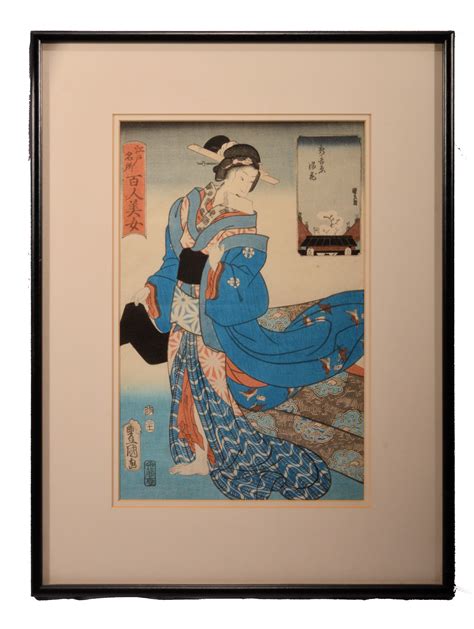 japanese woodblock print kunisada signed toyokuni genji e