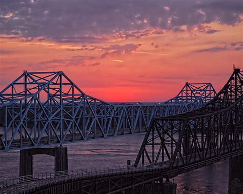 Mississippi River Bridge At Sunset Ii Photograph By Michael Taylor