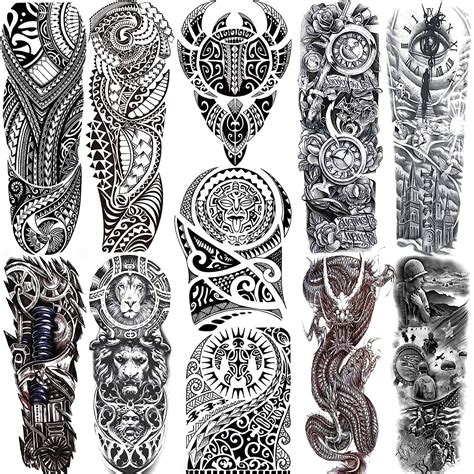 11 Sheets Nezar Maori Temporary Tattoo Sleeve For Men