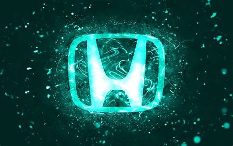 4k Free Download Honda Turquoise Logo Turquoise Neon Lights