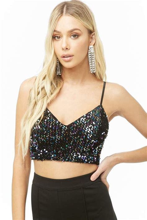 Forever 21 Sequin Velvet Cropped Cami Cropped Cami Cropped Cami