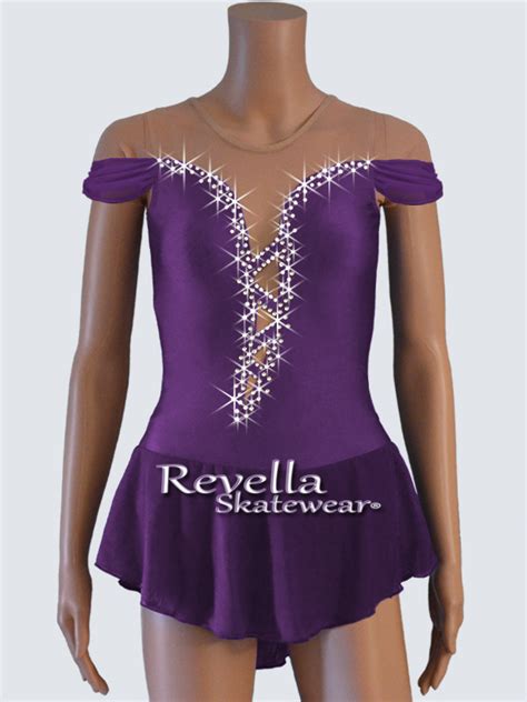 Laced Up Look Figure Skating Dress With Short Sleeves Revella Skatewear