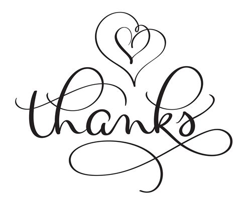 Thanks Word With Hearts On White Background Hand Drawn Calligraphy