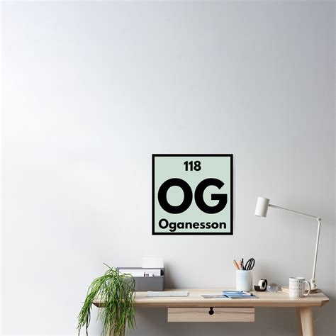 Periodic Table Element Number 118 Og Oganesson Poster By