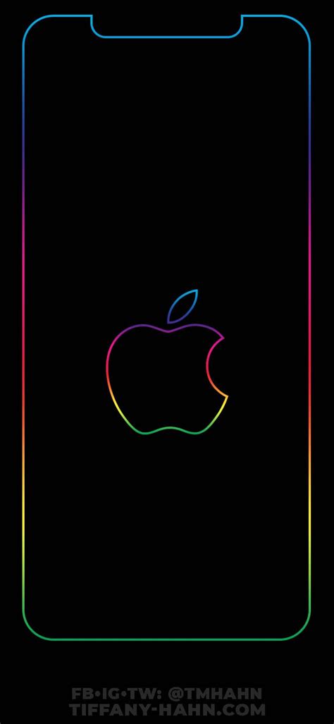 Iphone Xs Max Wallpaper Rainbow Outline Apple Lock Screen V02