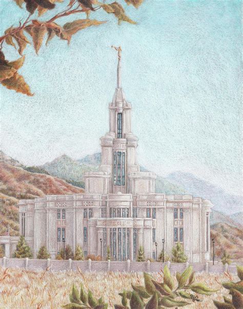 Payson Ut Lds Temple Drawing By Pris Hardy Fine Art America