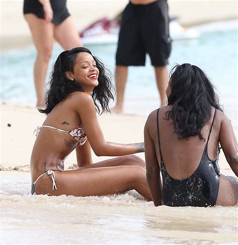 Rihanna Wearing Tiny Colorful String Bikini At The Beach In Barbados Porn Pictures Xxx Photos