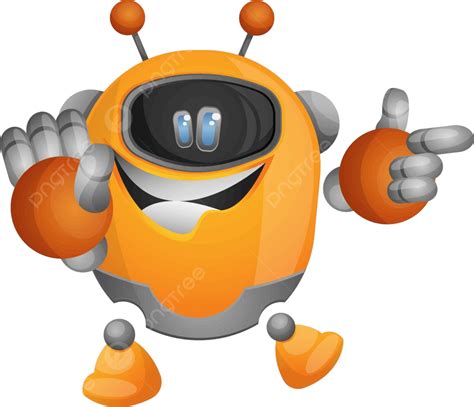 Illustration Vector Of An Adorable Orange Robot Pointing At Something
