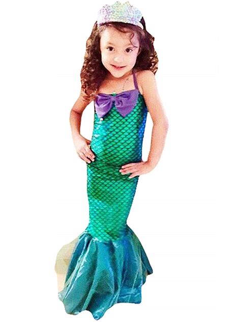 Kids Girls Ariel Mermaid Costume Dress Fancy Cosplay Girls Mermaid Tail