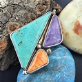 Adam Fierro Sterling Silver Pendant Turquoise,Spiny Oyster and Sugilite ...