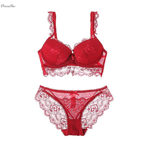 2018 Summer Female Lingerie Sexy Lace Bras Red Gather Push Up Women Underwear Bra Set Girl