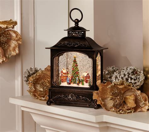 12 Illuminated Glitter Lantern With Holiday Scene By Valerie