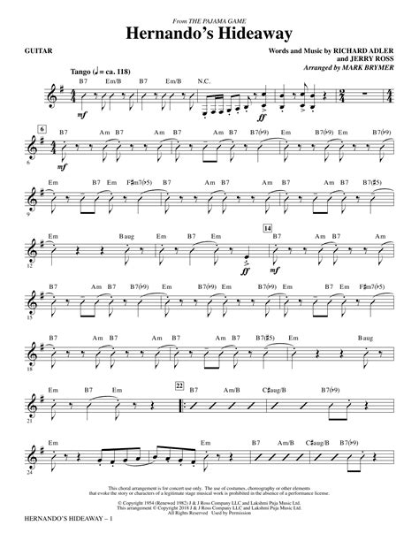 Hernandos Hideaway Guitar Sheet Music Mark Brymer Choir