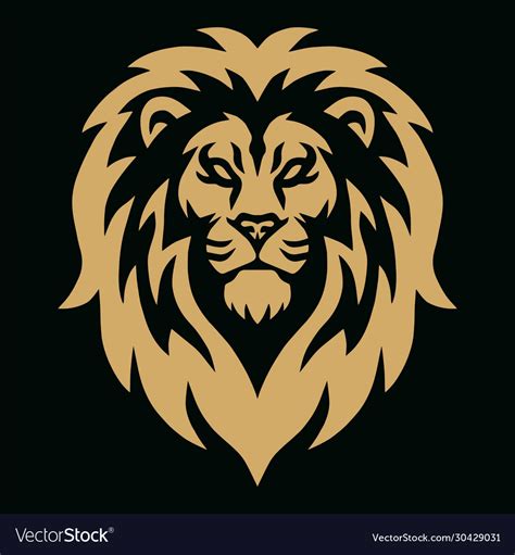 Gold Lion Head Golden Logo Mascot Royalty Free Vector Image