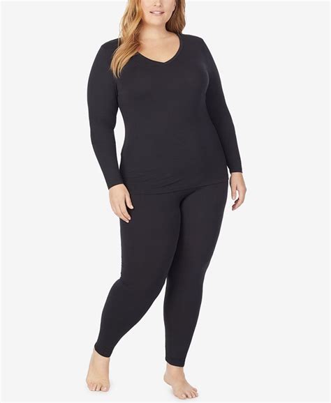 Cuddl Duds Plus Size Softwear With Stretch Long Sleeve V Neck Top