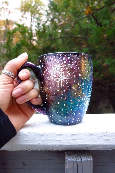 Hand Painted Oz Multi Colored Galaxy Mug Etsy Mugs Bottle