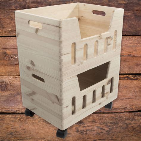 1 3 Tier Large Wooden Stacking Storage Boxes Crates Chest Trunk Cut Out