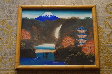 Mid Century Japanese Mount Fuji Painting On Silk Vintage Etsy In 2022