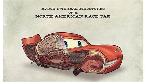 Anatomical Illustrations Of Pixar S Cars Reveal Where Lightning McQueen Keeps His Brain