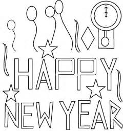 Happy New Year Coloring Printable Page For Kids