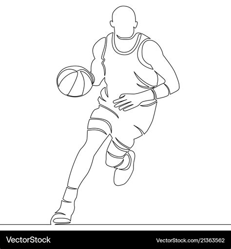 Continuous Line Drawing Basketball Player Vector Image