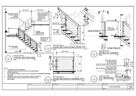 Railing Design Dwg Stainless Steel And Glass Railing Detail Autocad