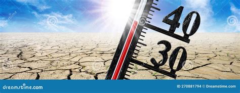 Thermometer Shows High Temperature In Summer Heat Stock Photo Image