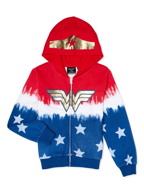 Wonder Woman Girls Logo Costume Hoodie Sizes 4 16