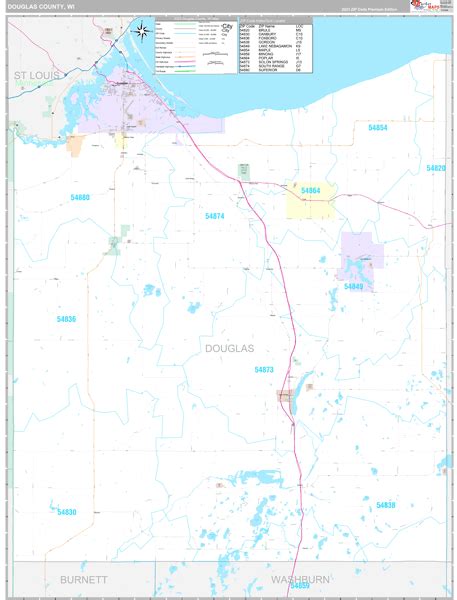 Douglas County Wi Wall Map Premium Style By Marketmaps Mapsales