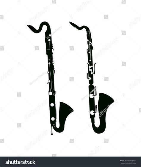 Bass Saxophone Clarinet Vector Illustrations Black Stock Vector