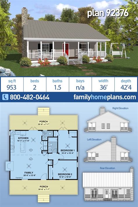 Cabin Country Ranch House Plan 92376 With 2 Beds 2 Baths Small House