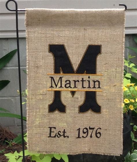 Burlap Garden Flag Monogrammed Personalized Burlap Yard Flag Garden