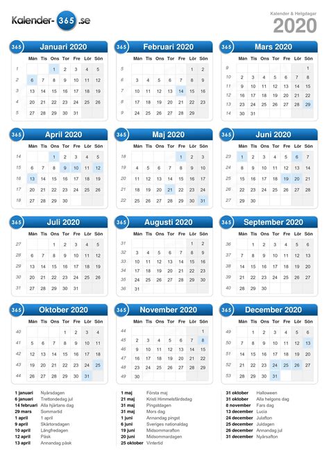 Är det agendan för dig? Kalender 2020