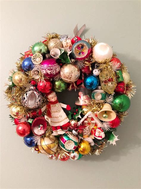Vintage Christmas Ornament Wreath Etsy Vintage Christmas Ornaments