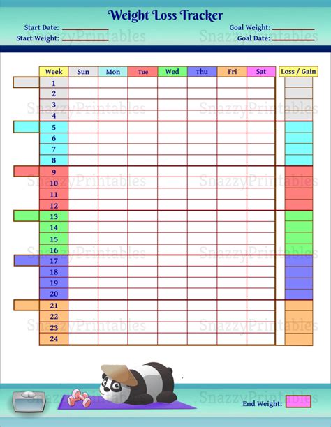 Cute Weight Loss Tracker Printable Free
