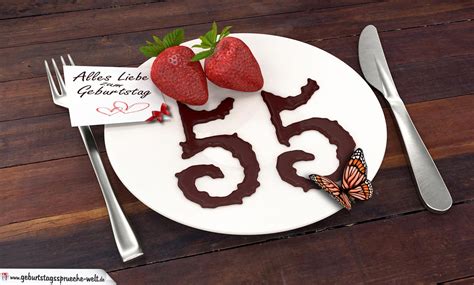 Geburtstagsrede zum 55 geburtstag für eine guten freund oder nahe. Geburtstagskarte mit Erdbeeren und Schokolade zum 55 ...