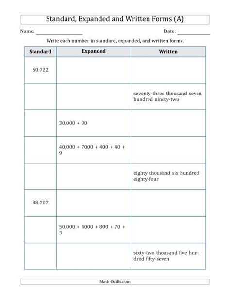 Converting Between Standard Expanded And Written Forms To 100000 A