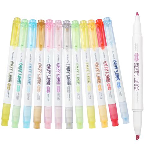 Buy Double Line Outline Pens 12 Colours Chisel And Fine Tips