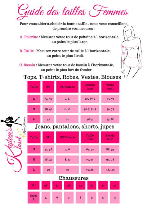 Guide Des Tailles Vêtements Chaussures Keyleen S Kloset