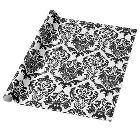elegant black and white floral damasks pattern wrapping paper zazzle damask pattern floral